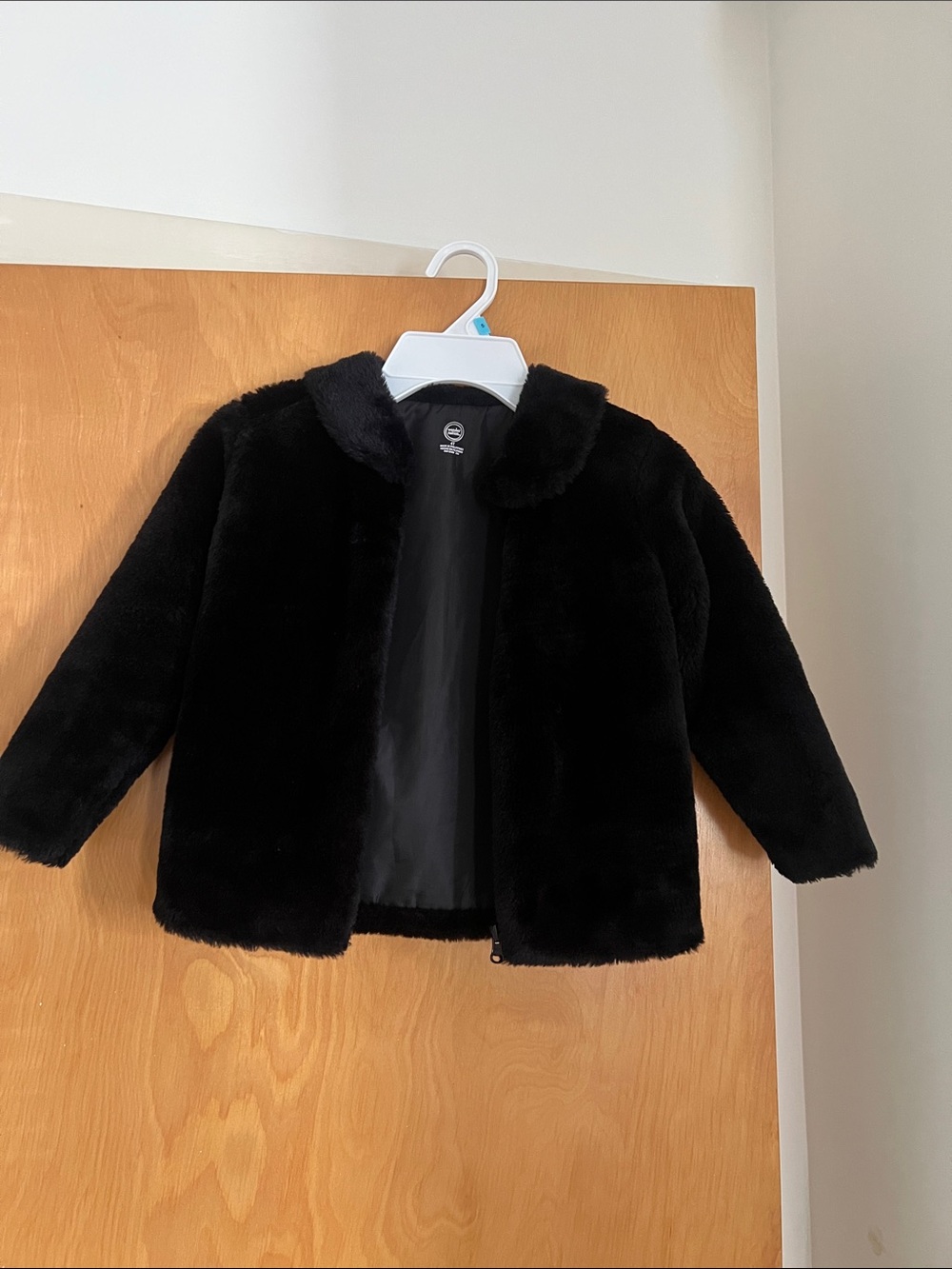 wonder nation Black Faux Fur Kids Coat